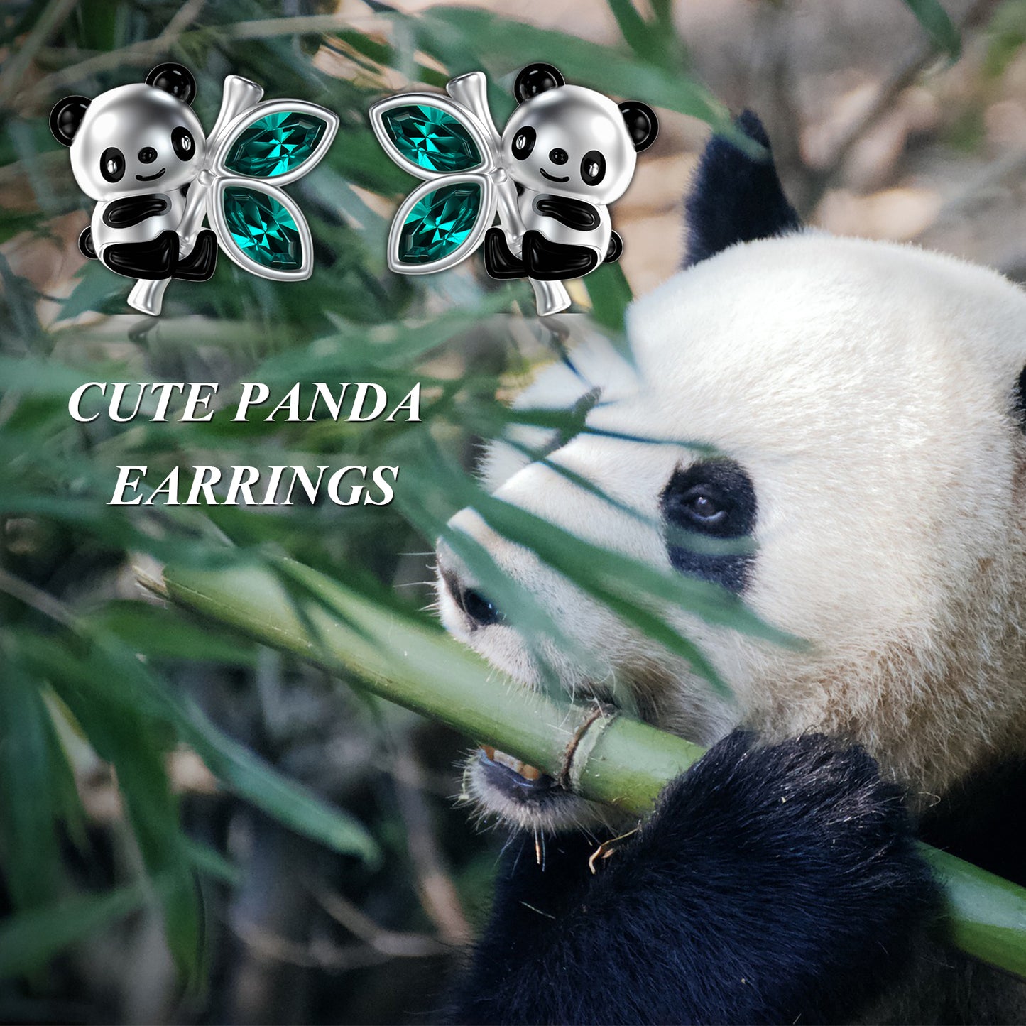Sterling Silver Panda Stud Earrings for Women Women's Accessories Women's Earrings