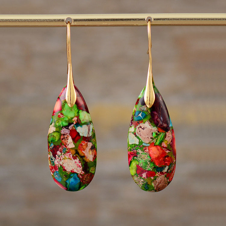 New Bohemian Emperor Stone Water Drop Pendant Earrings Gift Women's Earrings