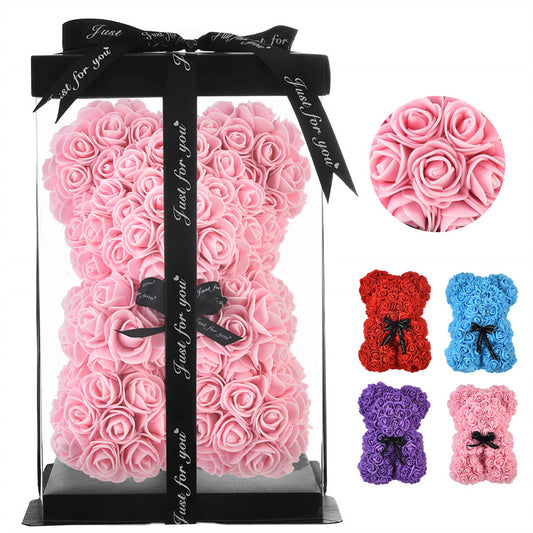 Rose Teddy Bear Eternal Flower Valentine's Day Gift PE Foam Bear 25cm