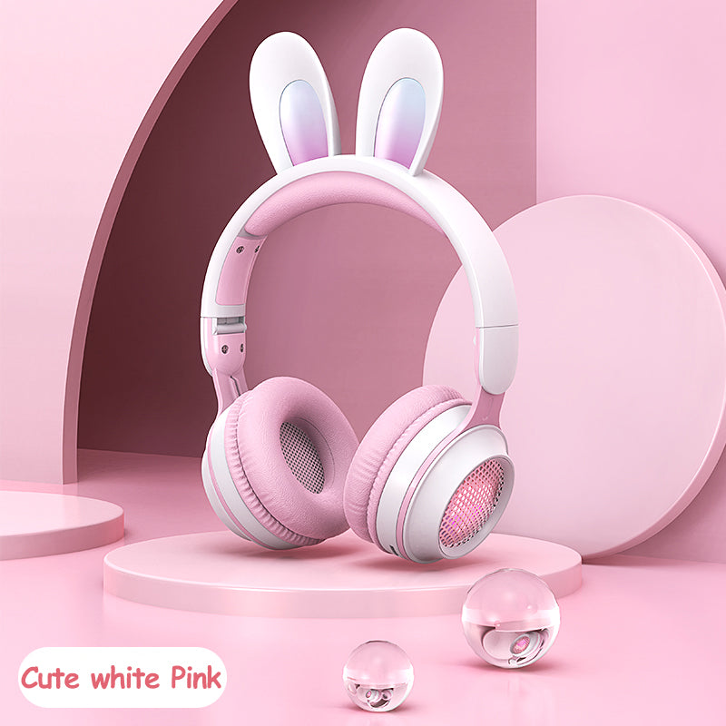 Rabbit Ear Headphones Wireless Headset Luminous Extendable Wheat Earphones