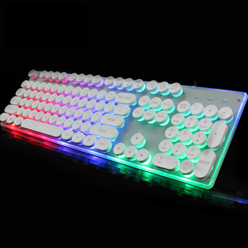 Colorful Crystal Luminous Gaming Keyboard Wired Keyboard Mouse Set Musician Keyboard
