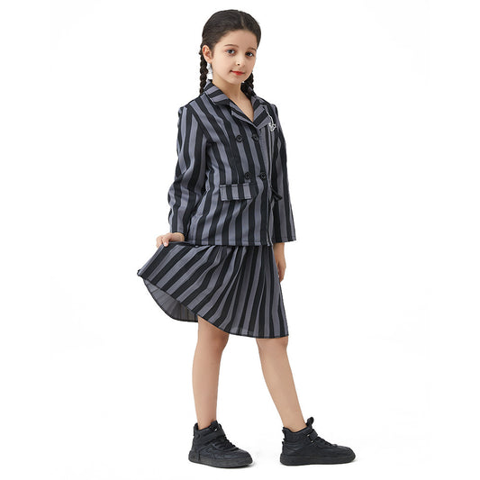 Halloween Wednesday Addams Black Dress Cosplay Costume