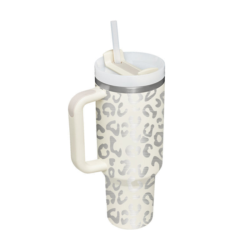 Winter Thermal Mug 40oz Straw Coffee Insulation Cup With Handle Portable Car Stainless Steel Water Bottle Large Capacity Travel BPA Free Thermal Mug