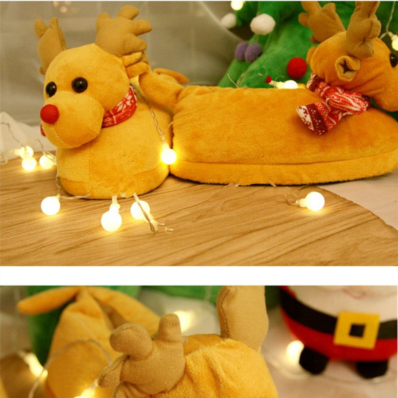 Cute Couple Christmas Elk Slippers Winter Slippers