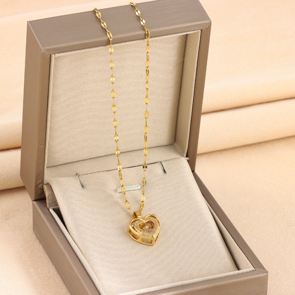 Double-Layer Smart Love Pendant Valentines Day Gift Titanium Steel Necklace Fashion Jewelry