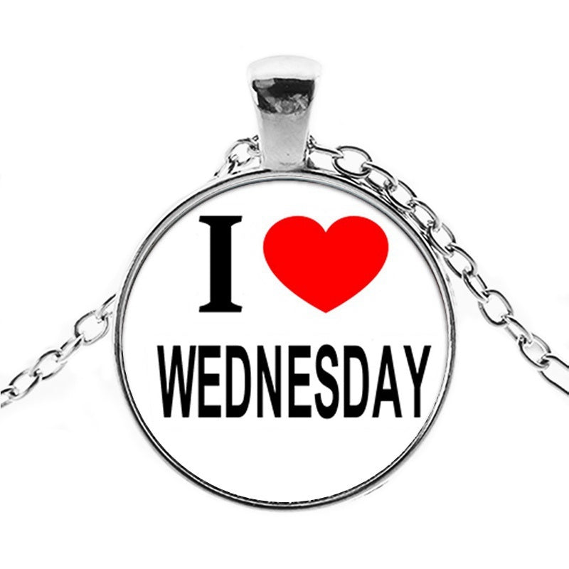 Punk Wednesday Character Glass Dome Pendant Necklace
