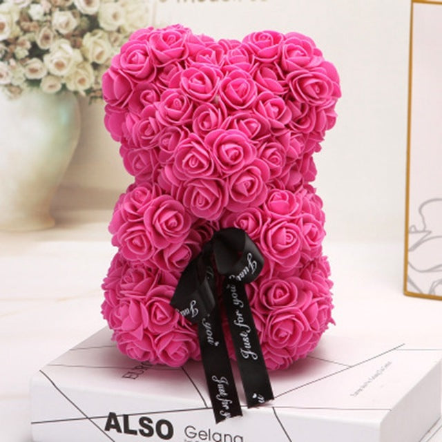 Rose Teddy Bear Eternal Flower Valentine's Day Gift PE Foam Bear 25cm