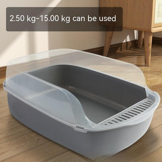 Semi Enclosed Anti Sand Cat Litter Box Cat Toilet Various Colors Pet Supplies Cat Waste Bin Pet Products for Fur Babies, Animals