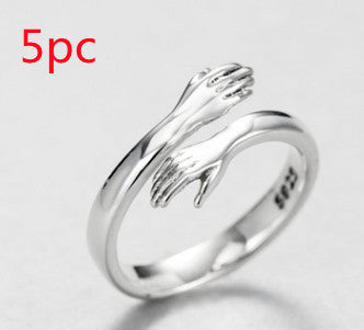 .925 Sterling Silver Two-handed Hug Ring Gift Jewelry Retro Thai S925 Sterling Silver Ring