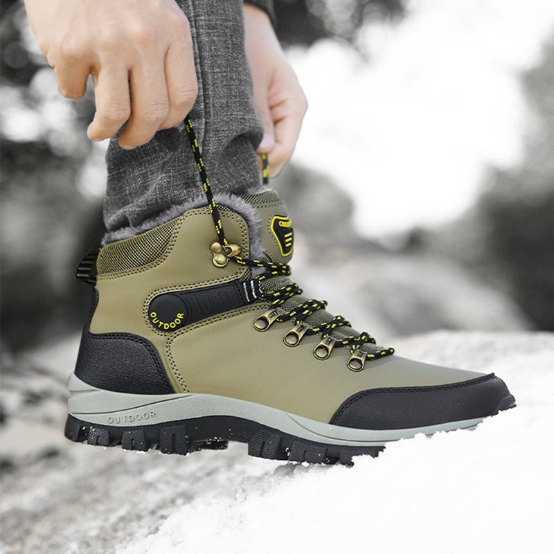 Men’s Winter Snow Boots for Men and Boys Warm Plush Ankle Boots Hiking Lace-up Shoes
