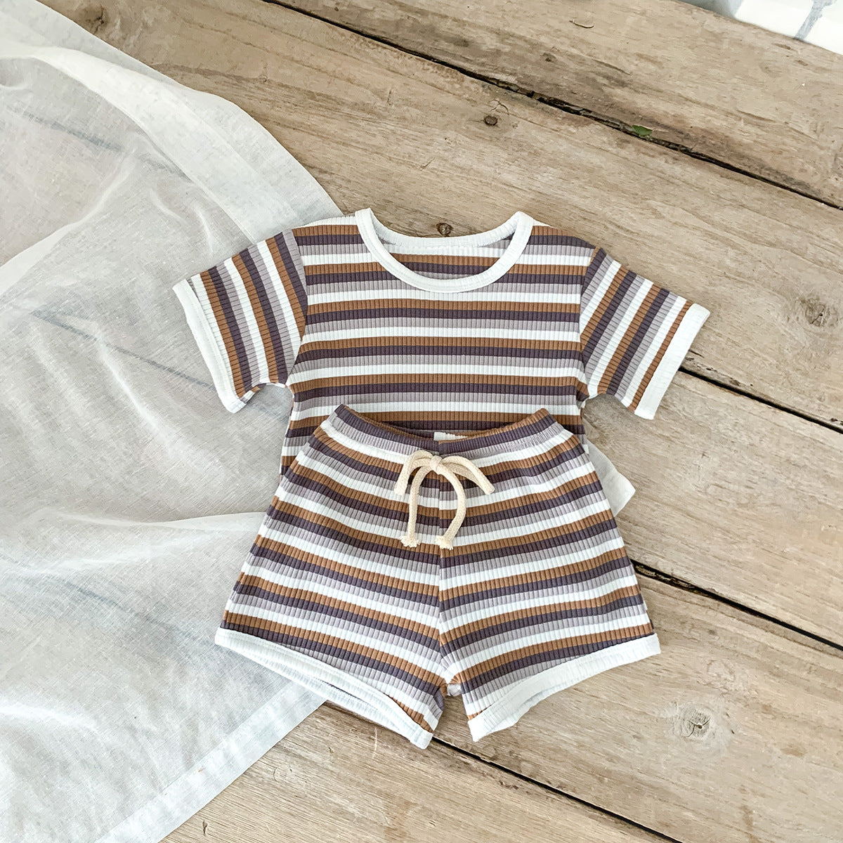 Summer Infant Toddler Striped Two-piece Set for Baby Clothes for Babies 12M, 18M, 24M, 2YO