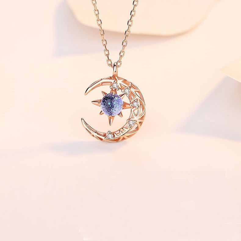 Explosive Star And Moon Necklace Crescent Moon