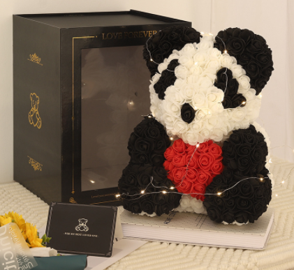 Rose Teddy Bear Eternal Flower Valentine's Day Gift PE Foam Bear 25cm