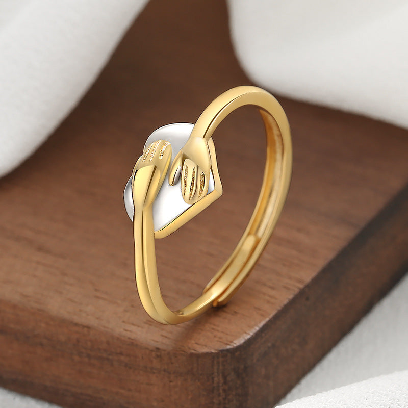 Hug Love Heart-Shaped Ring Fashion Ring Valentine's Day Gift Beautiful Jewelry