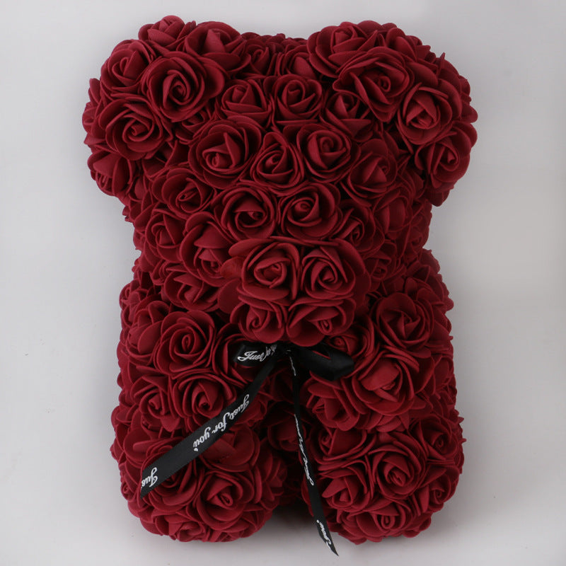 Rose Teddy Bear Eternal Flower Valentine's Day Gift PE Foam Bear 25cm