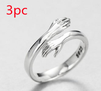 .925 Sterling Silver Two-handed Hug Ring Gift Jewelry Retro Thai S925 Sterling Silver Ring