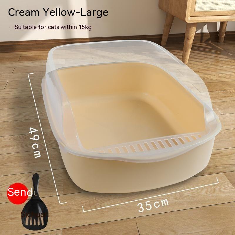 Semi Enclosed Anti Sand Cat Litter Box Cat Toilet Various Colors Pet Supplies Cat Waste Bin Pet Products for Fur Babies, Animals