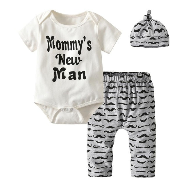 3 Pcs Baby Boy Baby Girl Clothes Set White Cloud Cotton Infant Toddler Clothes for Babies 3M, 6M, 12M, 18M, 24M, 2YO