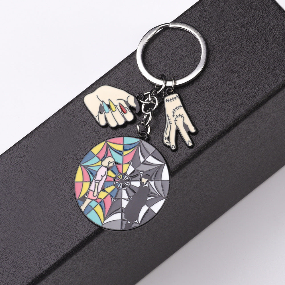 Black Wednesday Addams Keychain New Key Pendant