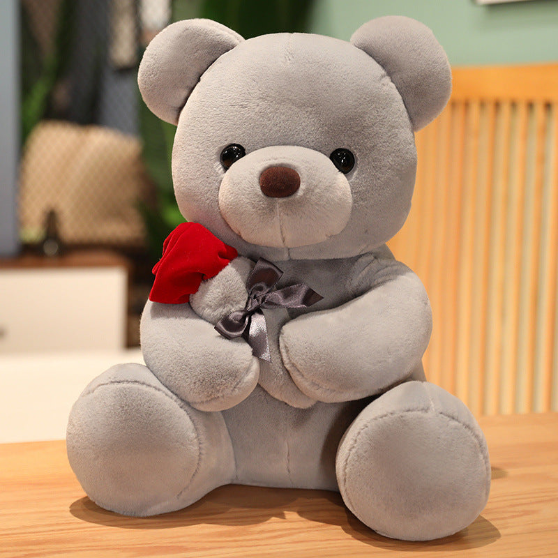 Holding Rose Flower Bear Plush Doll Valentine's Day Gift Plush Toy