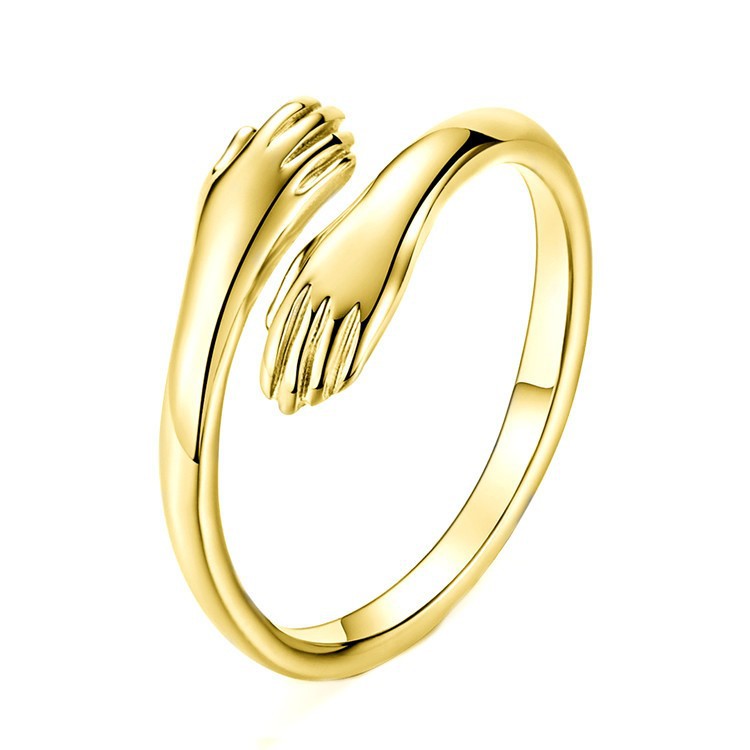 .925 Sterling Silver Two-handed Hug Ring Gift Jewelry Retro Thai S925 Sterling Silver Ring