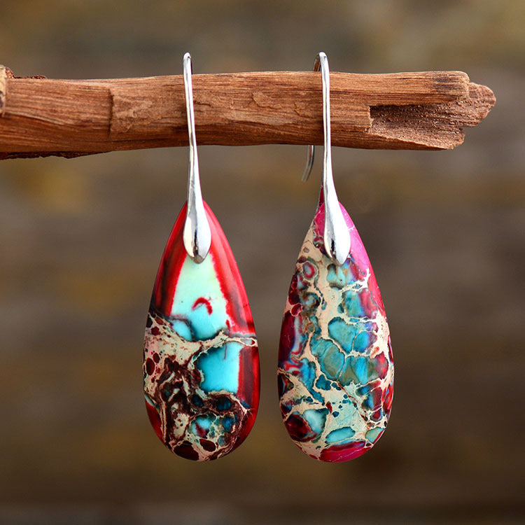 New Bohemian Emperor Stone Water Drop Pendant Earrings Gift Women's Earrings