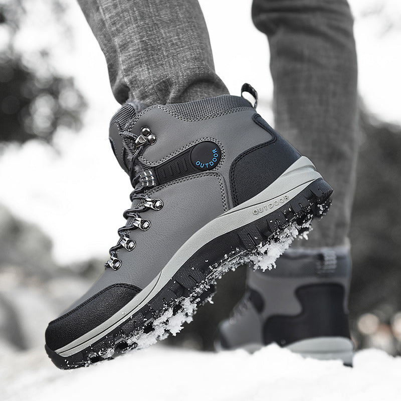 Men’s Winter Snow Boots for Men and Boys Warm Plush Ankle Boots Hiking Lace-up Shoes