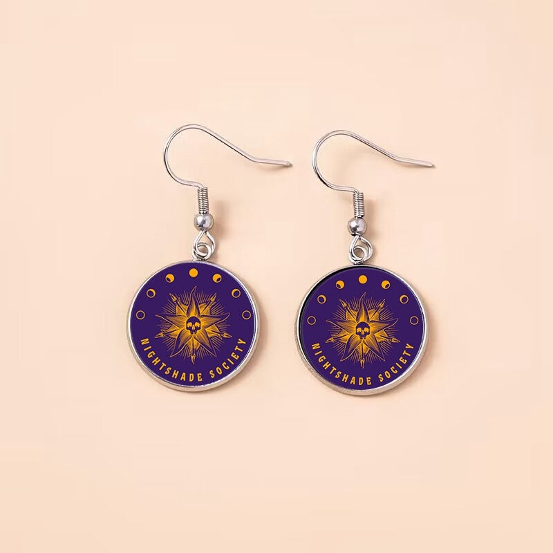 Punk Wednesday Stainless Steel Glass Dome Dangle Earrings For Women Girls