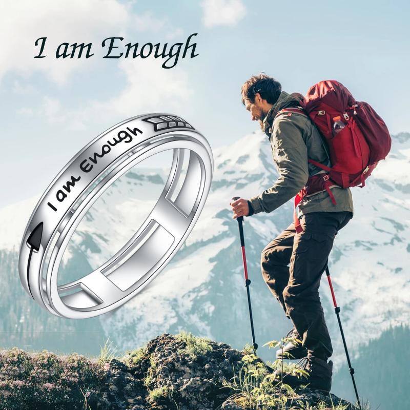 Anxiety Ring Sterling Silver Fidget Ring for Anxiety I Am Enough Inspirational Spinner Ring Stress Relief Rings for Women Men