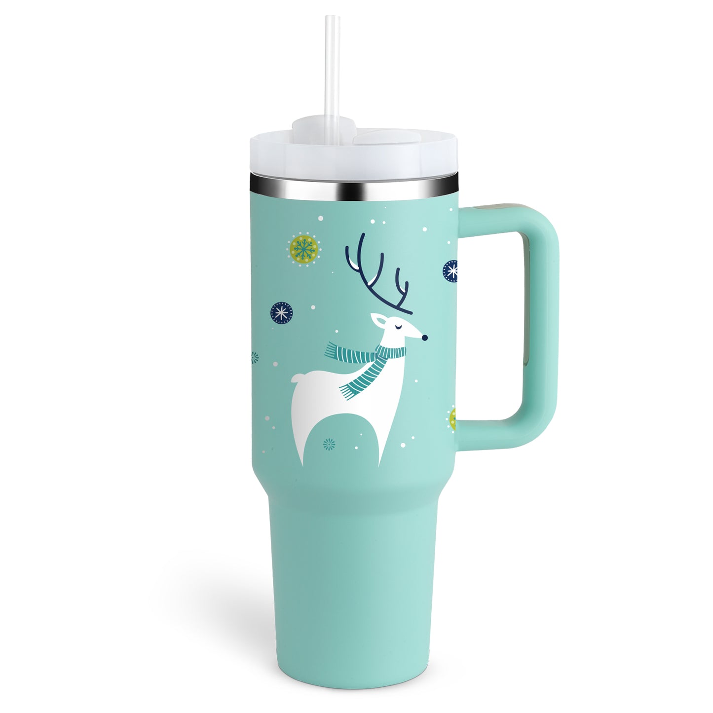 Winter Thermal Mug 40oz Straw Coffee Insulation Cup With Handle Portable Car Stainless Steel Water Bottle Large Capacity Travel BPA Free Thermal Mug