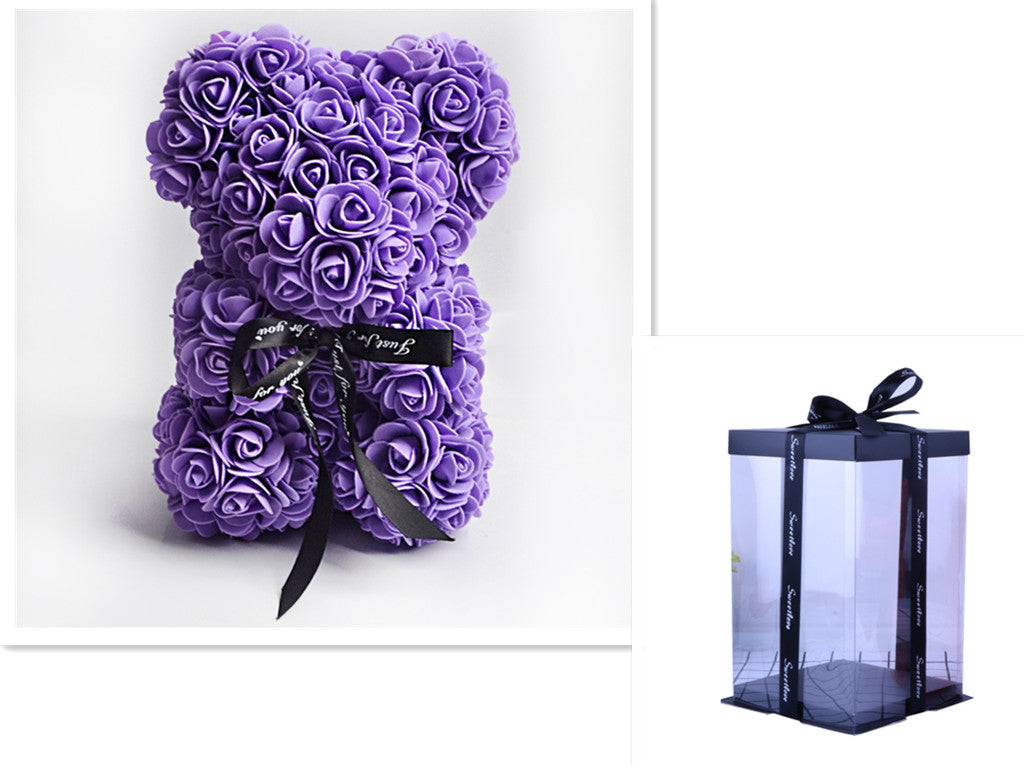 Rose Teddy Bear Eternal Flower Valentine's Day Gift PE Foam Bear 25cm