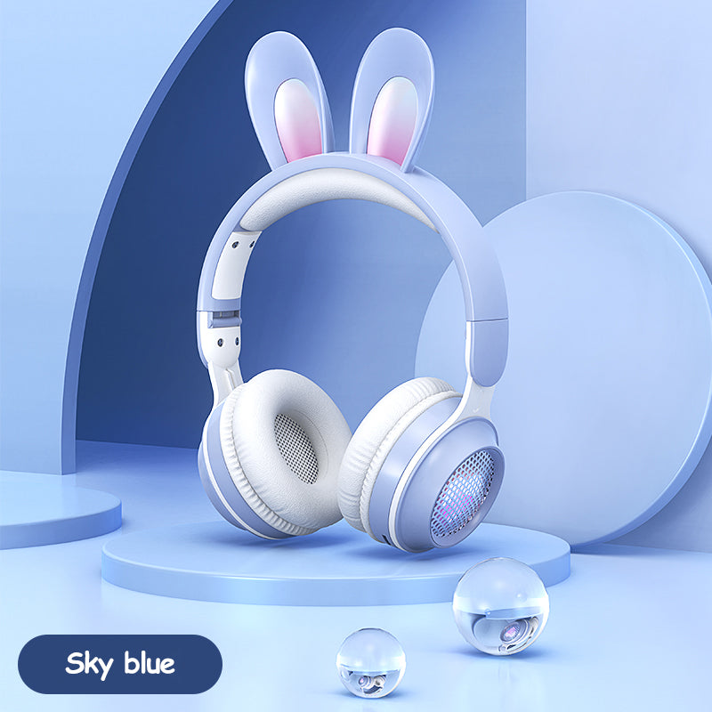 Rabbit Ear Headphones Wireless Headset Luminous Extendable Wheat Earphones