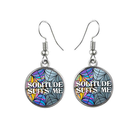 Punk Wednesday Stainless Steel Glass Dome Dangle Earrings For Women Girls
