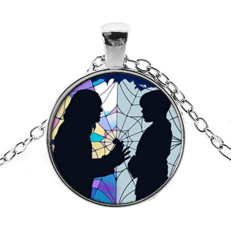 Punk Wednesday Character Glass Dome Pendant Necklace