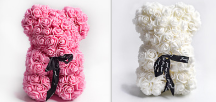 Rose Teddy Bear Eternal Flower Valentine's Day Gift PE Foam Bear 25cm