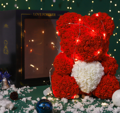 Rose Teddy Bear Eternal Flower Valentine's Day Gift PE Foam Bear 25cm