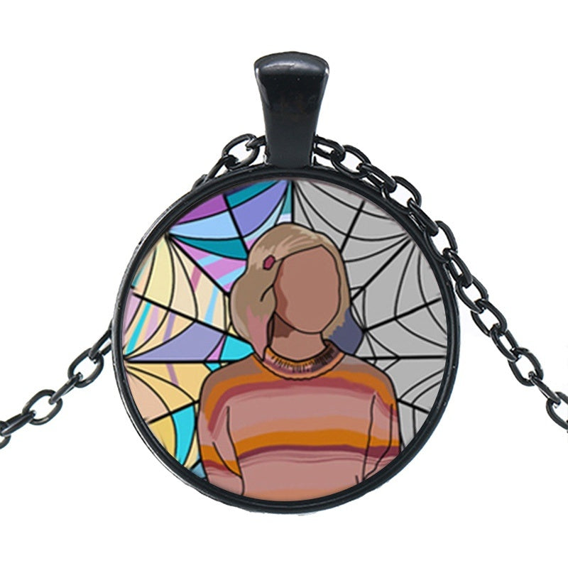 Punk Wednesday Character Glass Dome Pendant Necklace