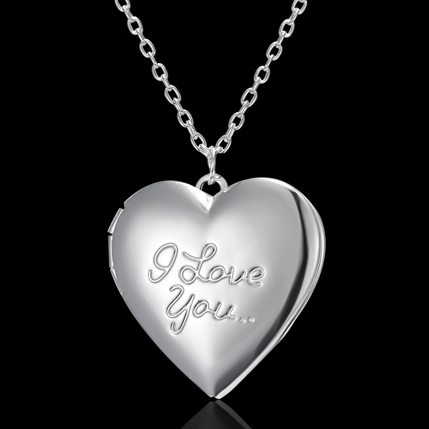 Carved Design Love Necklace Personalized Heart-Shaped Photo Frame Pendant Necklace Valentine's Day Gift Family Jewelry