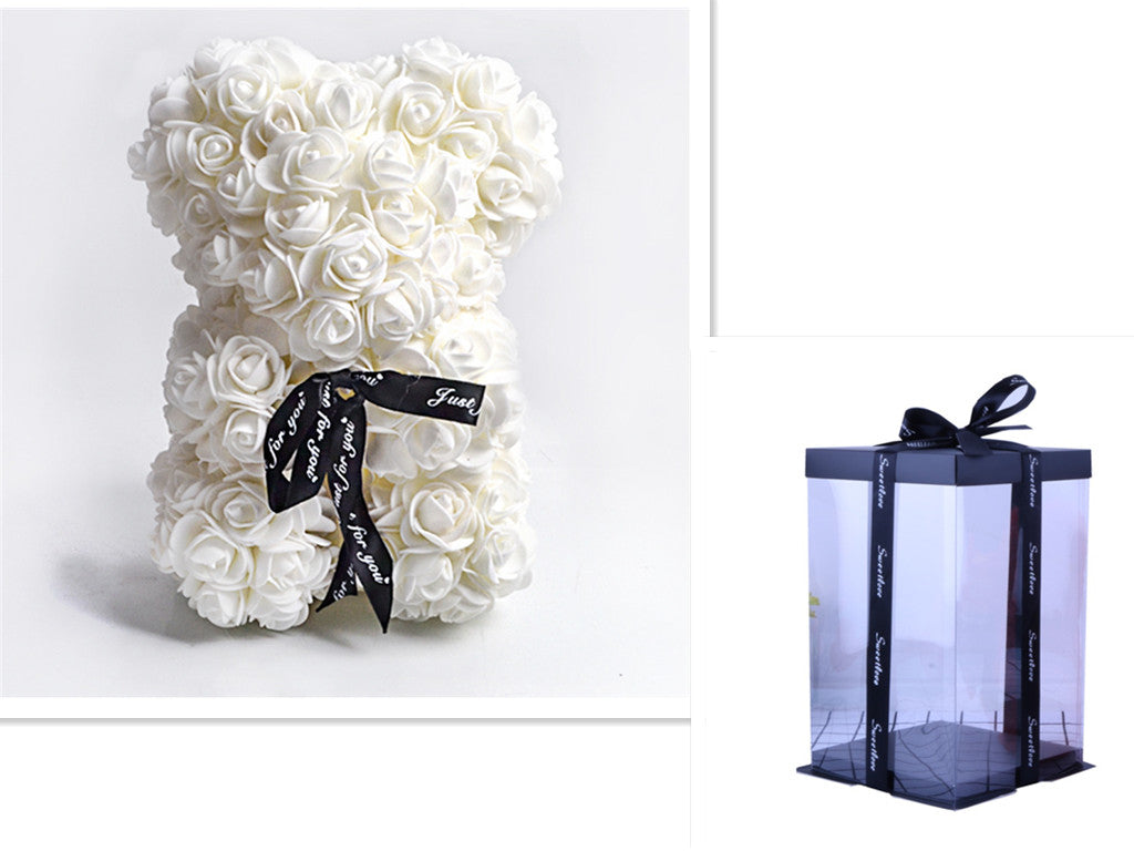 Rose Teddy Bear Eternal Flower Valentine's Day Gift PE Foam Bear 25cm