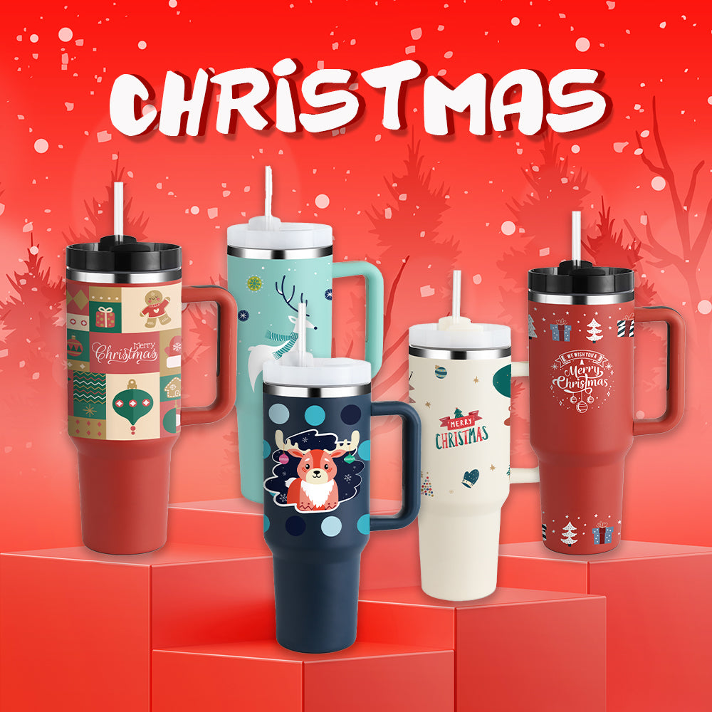 Winter Thermal Mug 40oz Straw Coffee Insulation Cup With Handle Portable Car Stainless Steel Water Bottle Large Capacity Travel BPA Free Thermal Mug