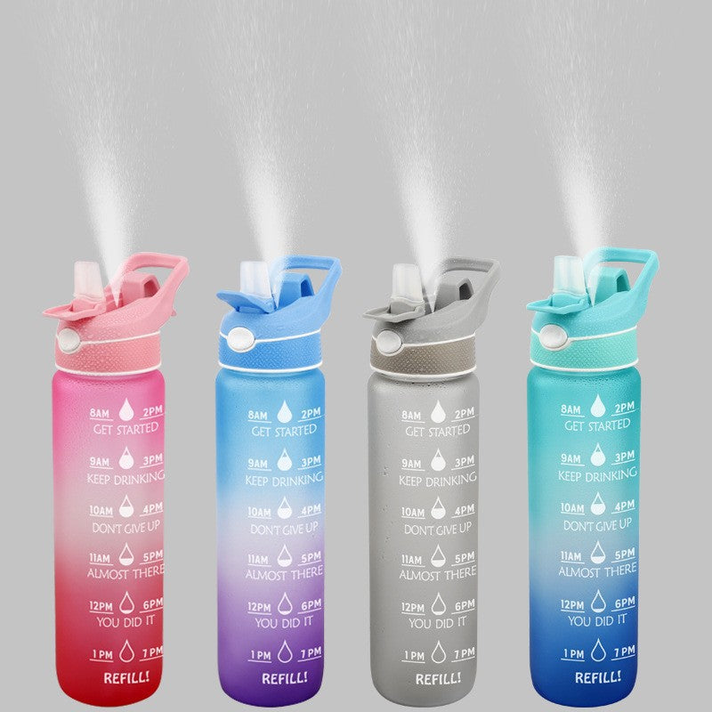 1000ml Plastic Spray Water Bottle Scrub Bounce Cover Straw Space Cup Sports Water Bottle for Travel, Gym, Work, Home, Office, School