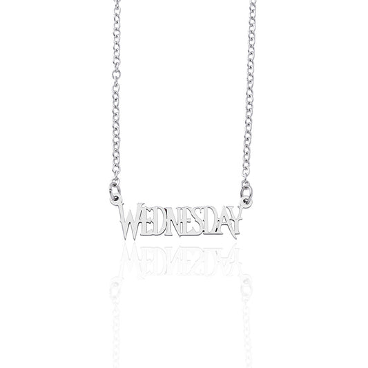 Wednesday Addams Alphabet Stainless Steel Pendant Necklace