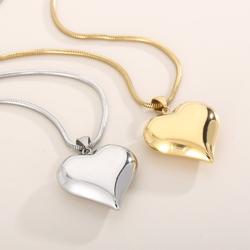 Gold Silver Hollow Heart-Shaped Necklace Valentine's Day Gift Chain Ins Versatile Personalized Love Necklace Jewelry