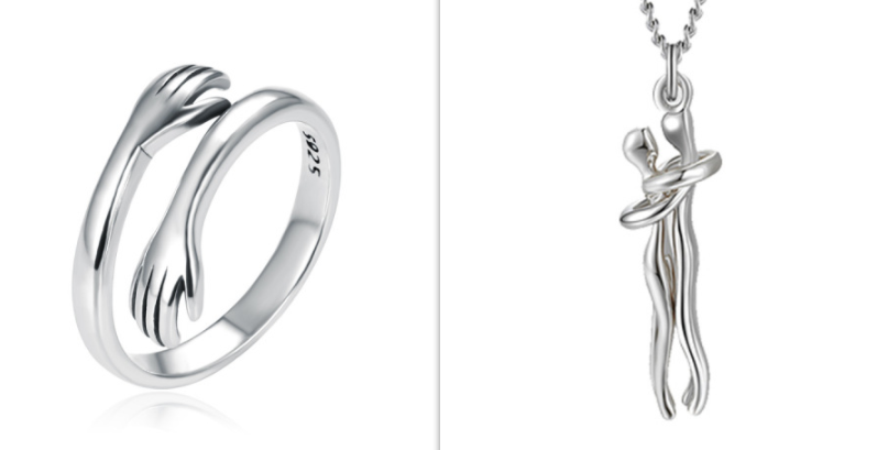 .925 Sterling Silver Two-handed Hug Ring Gift Jewelry Retro Thai S925 Sterling Silver Ring
