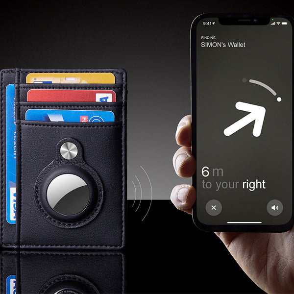 Air Tag Wallet Anti Theft Bullet Card Bag for Men RFID Card Holder Men's Leather Slim Wallet for AirTags