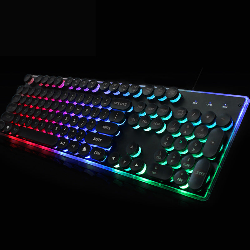 Colorful Crystal Luminous Gaming Keyboard Wired Keyboard Mouse Set Musician Keyboard