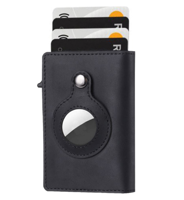 Air Tag Wallet Anti Theft Bullet Card Bag for Men RFID Card Holder Men's Leather Slim Wallet for AirTags
