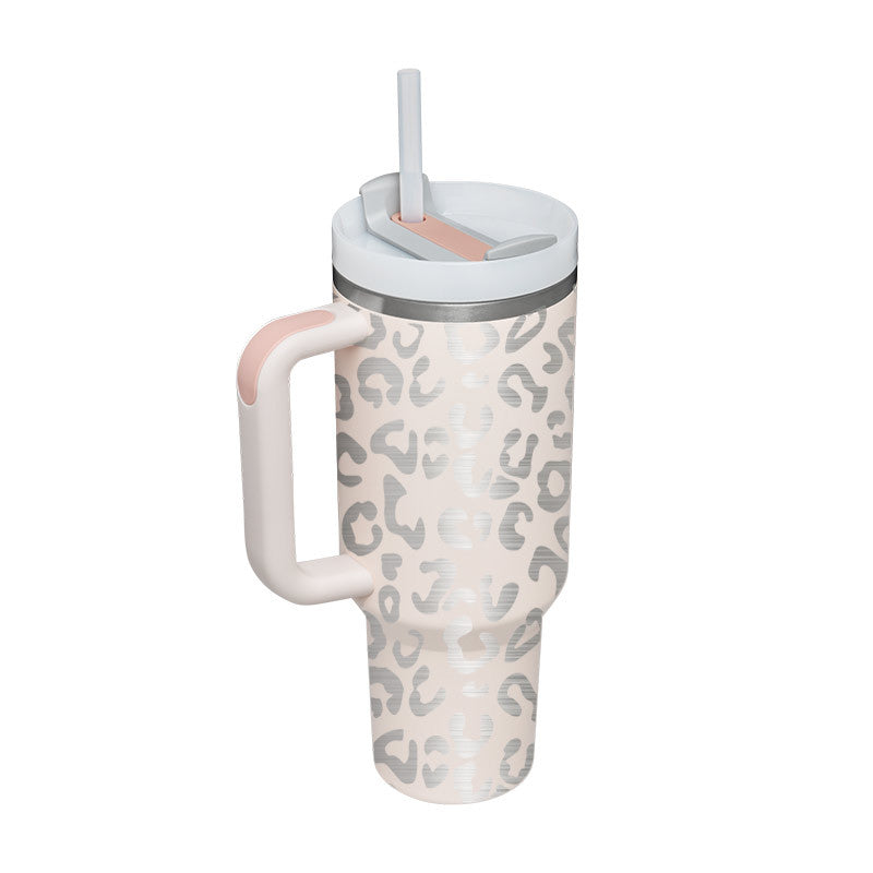 Winter Thermal Mug 40oz Straw Coffee Insulation Cup With Handle Portable Car Stainless Steel Water Bottle Large Capacity Travel BPA Free Thermal Mug
