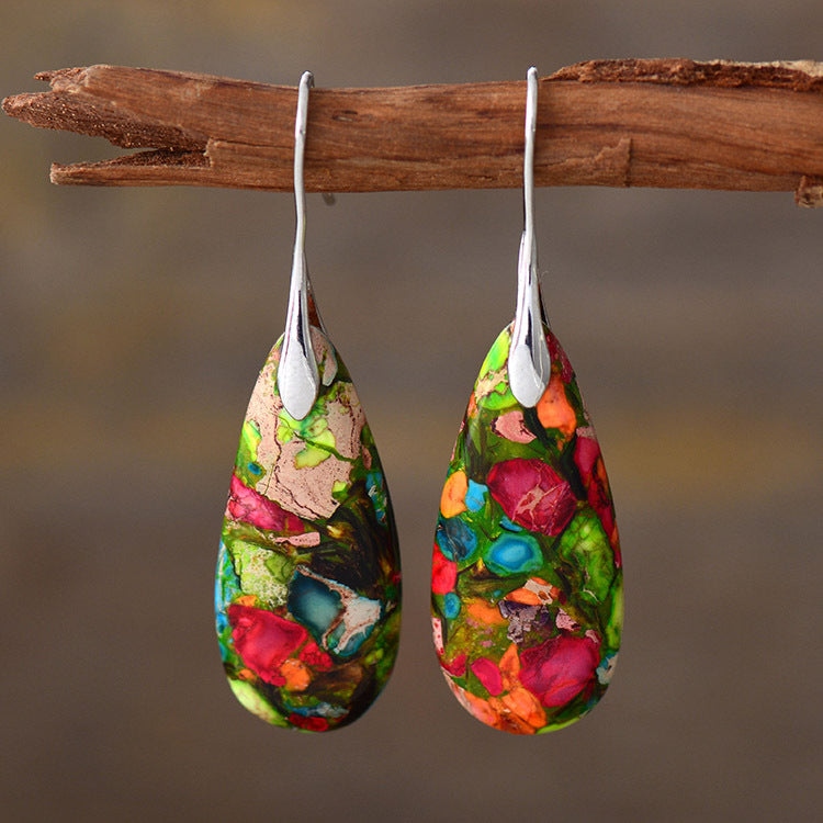 New Bohemian Emperor Stone Water Drop Pendant Earrings Gift Women's Earrings