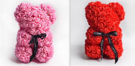 Rose Teddy Bear Eternal Flower Valentine's Day Gift PE Foam Bear 25cm
